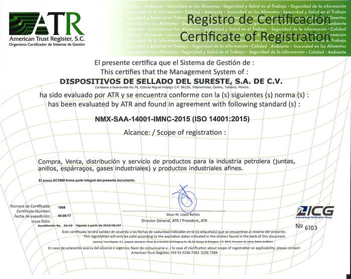 Certificado ISO 14001:2015