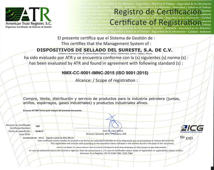 Certificado ISO 9001:2015